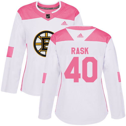 Adidas Bruins #40 Tuukka Rask White/Pink Authentic Fashion Women's Stitched NHL Jersey